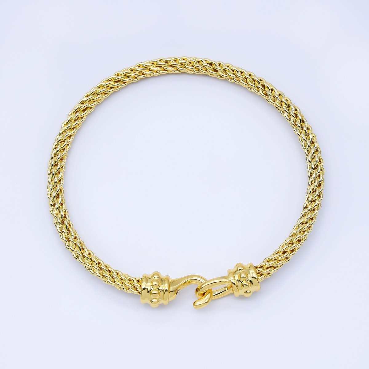 24K Gold Filled 4mm Twisted Rope Mixed Metal Bangle Bracelet Men Woman Jewelry | WA-03891