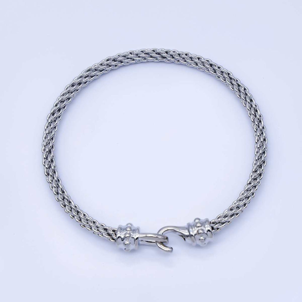 24K Gold Filled 4mm Twisted Rope Mixed Metal Bangle Bracelet Men Woman Jewelry | WA-03891
