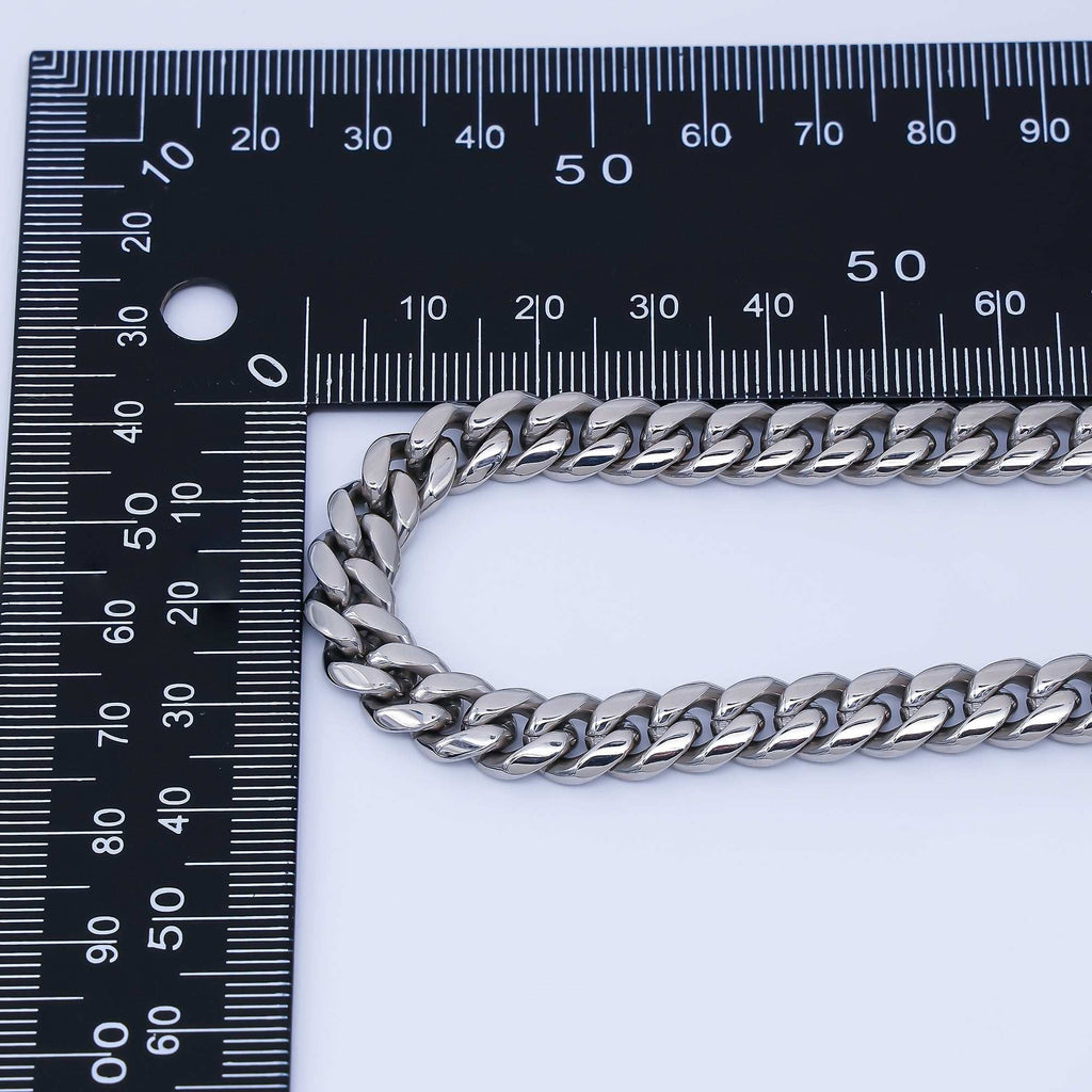 Chunky Stainless Steel Men's Cuban Link Chain Necklace 18.11” Long 8,10,12,14 mm Wide WA-3910
