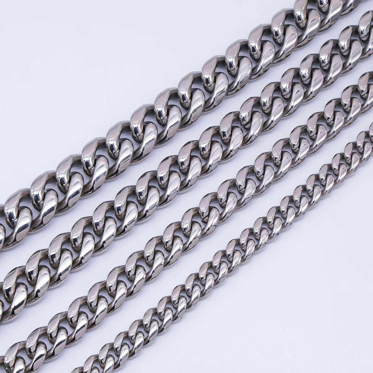 Chunky Stainless Steel Men's Cuban Link Chain Necklace 18.11” Long 8,10,12,14 mm Wide WA-3910