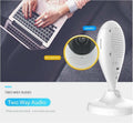 1080P HD wireless mini security WiFi camera in white plastic with speaker, microphone, and two-way audio feature
